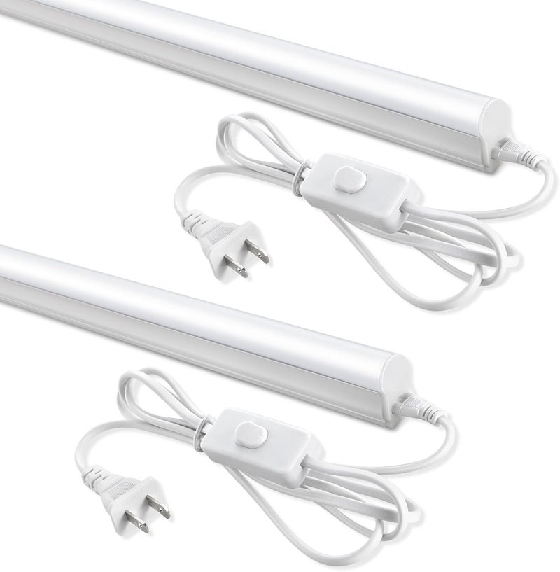 SUNLINKCO (2 Pack 4FT T5 LED Shop Light,6500K,20W,2300LM(Super Bright White) Linkable LED Integrated Fixture,Garage Ceiling and Cabinet Light,Strip Light,Corded Electric with ON/Off Switch - Image 1